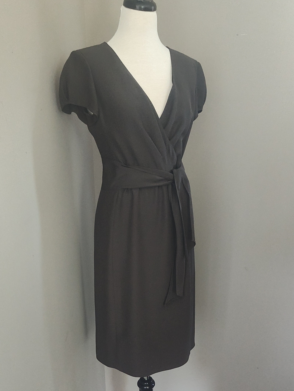 Armani Collezioni Brown Silk Wrap Cocktail Dress with Tie Waist
